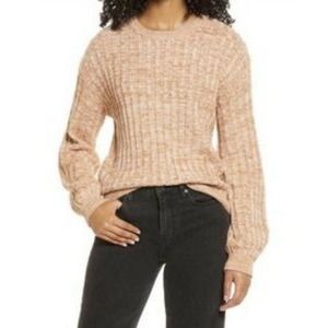 NWT Blanknyc Small Heather Ribbed Crewneck Chunky Sweater Balloon Sleeve